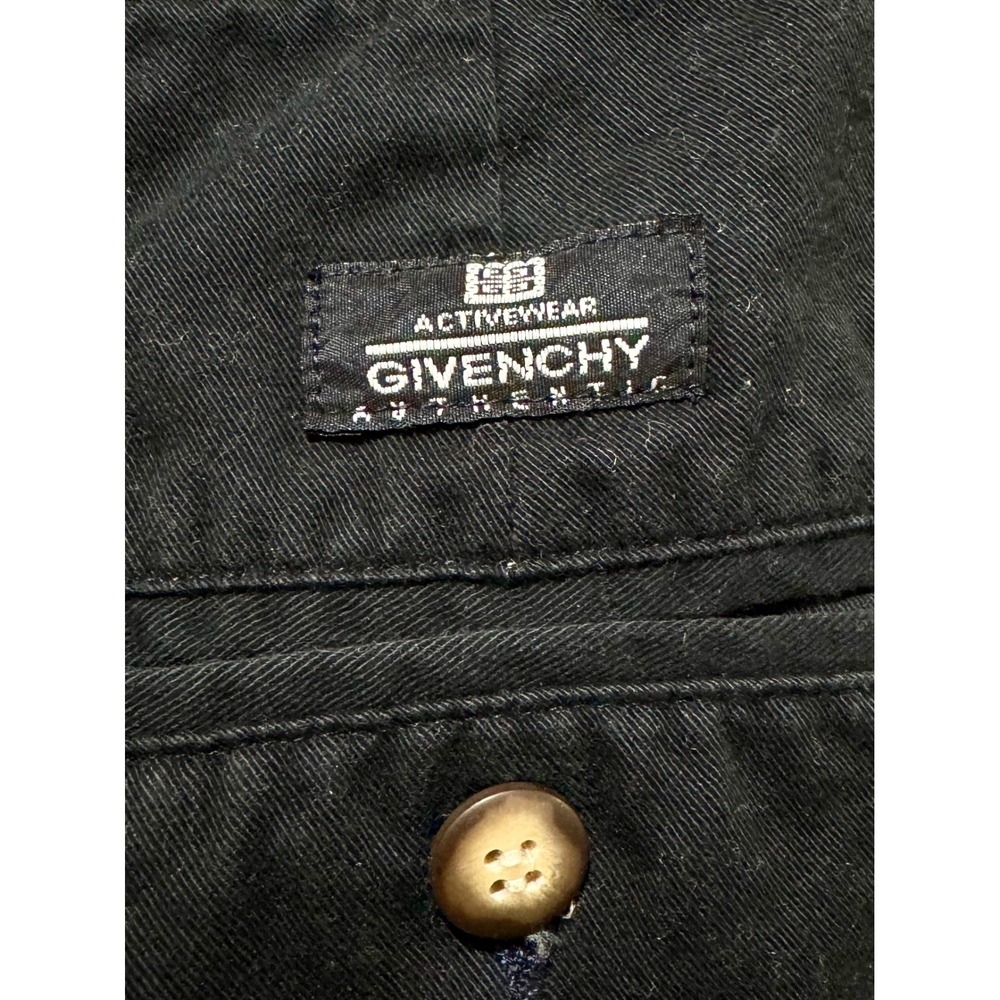 Givenchy Activewear Mens Black Cotton Pleated Chino Shorts Size 32/ 29 Vintage - Picture 4 of 4